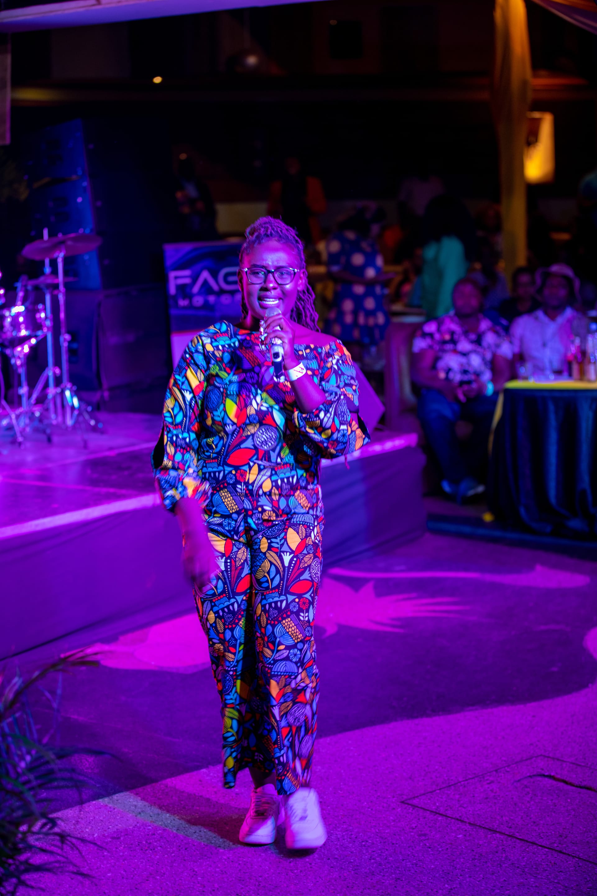 Serah performing at an event.